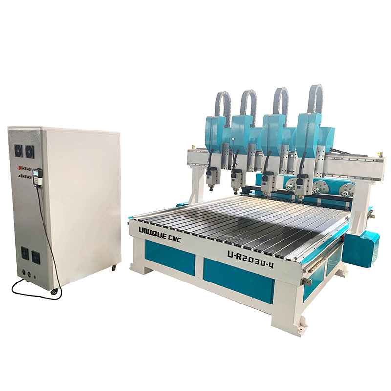 4 Heads 4 Axis Rotary CNC Wood Router Engraving Machine For Furniture